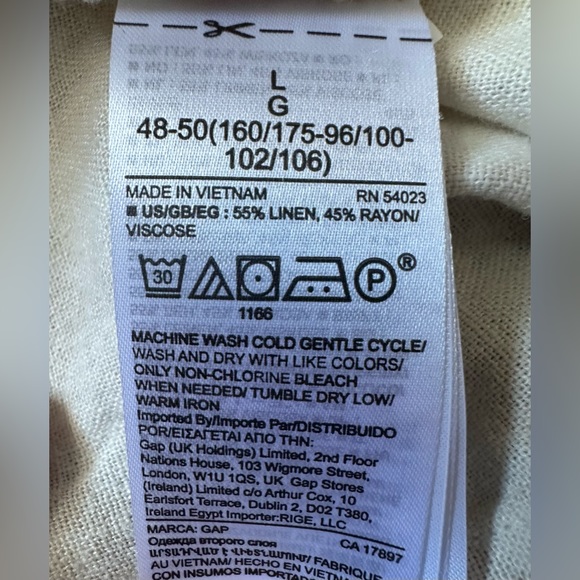 Women’s Gap Size L Tan & White Tropical Print Draw String Linen Blend Shorts - Picture 4 of 5